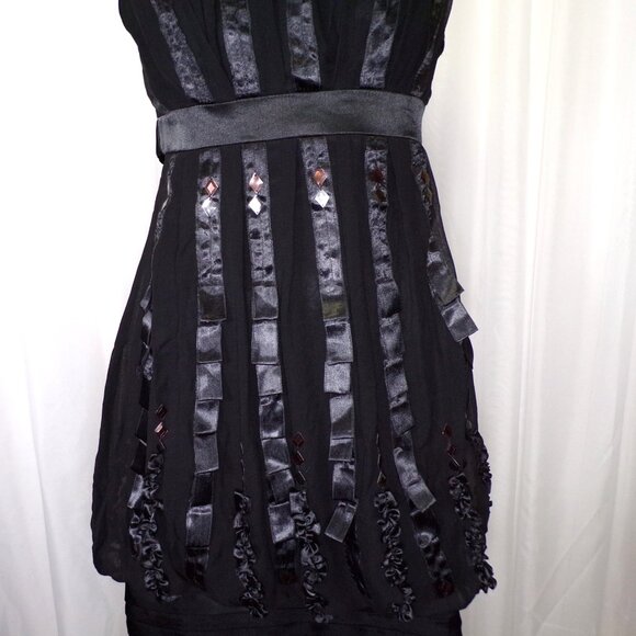 Sue Wong Nocturne Dress sz 4 Black Silk Halter Ribbon Steampunk Goth Whimsigoth - Picture 10 of 10